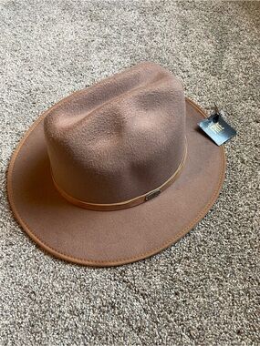 NWT FRYE Felt Tall Crown Fedora Leather Band Stetson Men’s Hat OSFM Brown